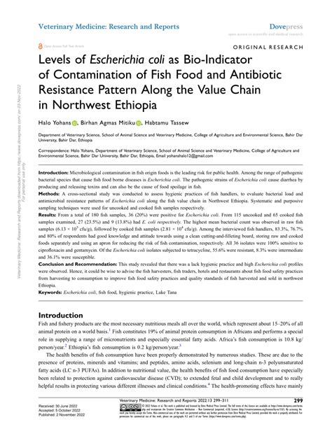 e coli in fish|Levels of Escherichia coli as Bio.
